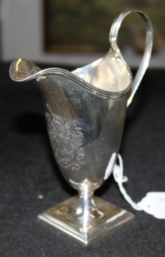 George III silver helmet shaped cream jug